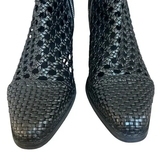 Michael Kors Black Augustine Woven Ankle Boots Size 7.5 Open Weave - Picture 4 of 15